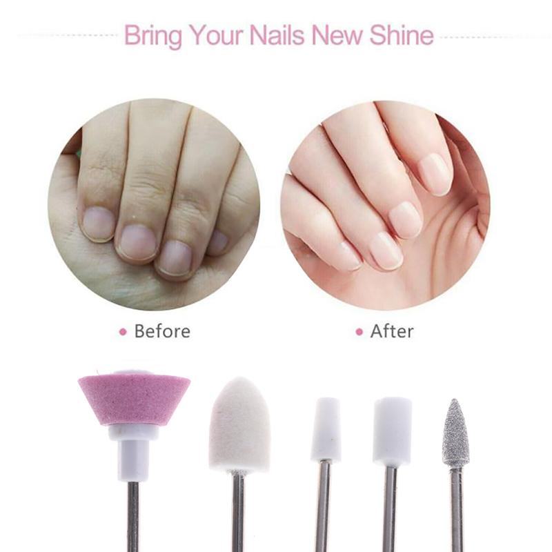 5 viename elektrinis nagų dailės gręžtuvas Carve Grinder poliravimo aparatas Nail Art Drill Kit