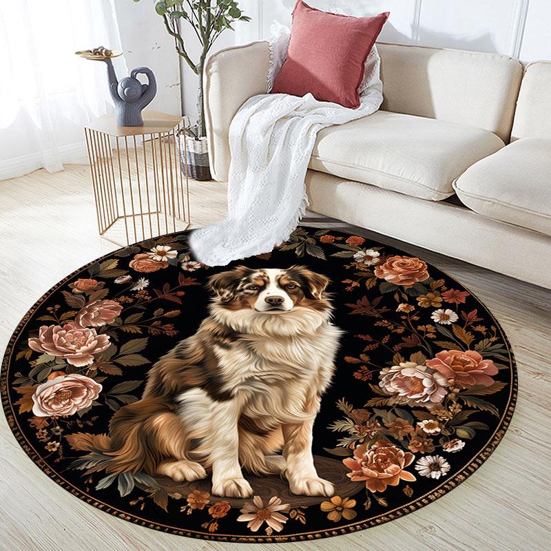 Sheepdogs & Birds Pattern Round rug,Carpet Rug for Living Room Bedroom Playroom ,Non-slip Floor Mat,Holiday Gifts and Birthday Gifts.