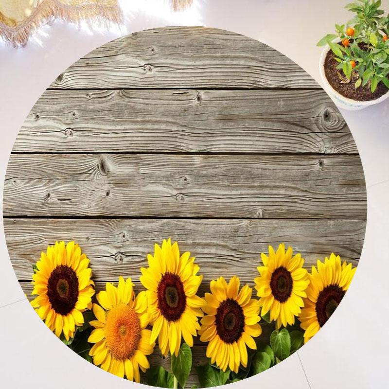 Chic You Are My Sunshine Sunflower Round Rug Living Room Bedroom Modern Floral Rug Floor Mat Chair Home