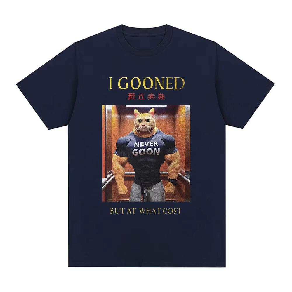Neues Lustiges Japanisches Gooning Meme 100% Baumwolle Unisexs Rundhals T-Shirt I Gooned But At What Cost Grafik Damen Kurzarm T-Shirt