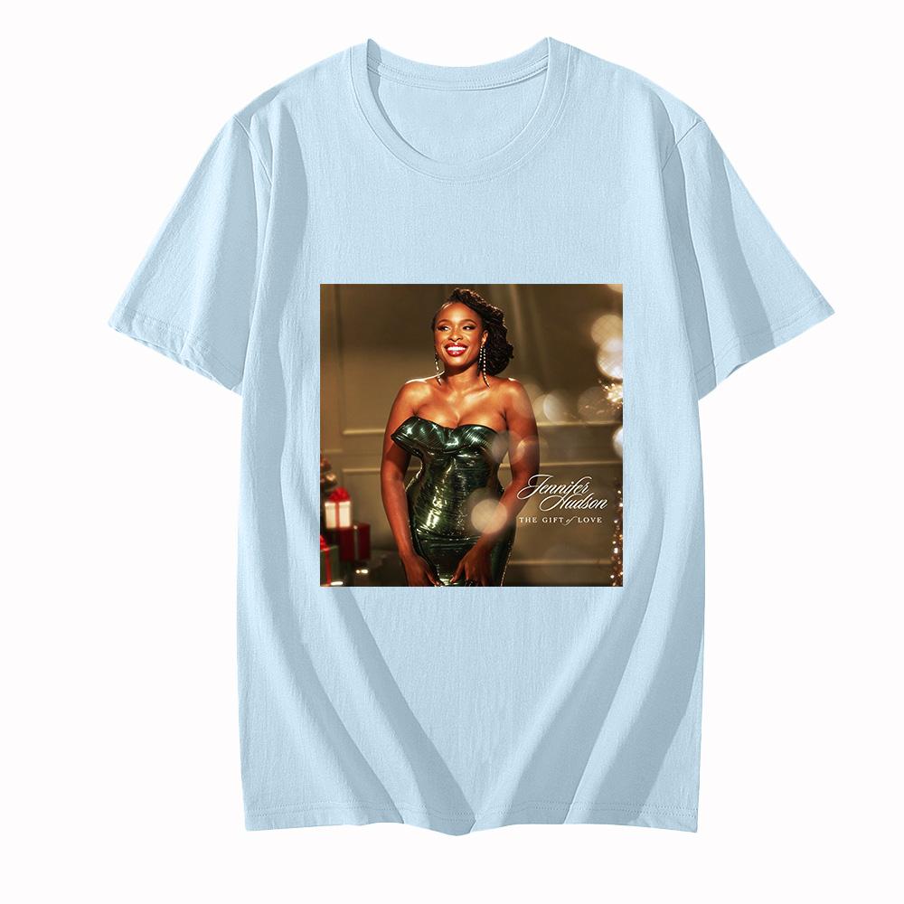 

Jennifer Hudson Graphic Print T-Shirt Comfortable O-neck Summer Short Sleeve T-Shirt Casual 100% Cotton Unisex Tops XXL світло-синій колір