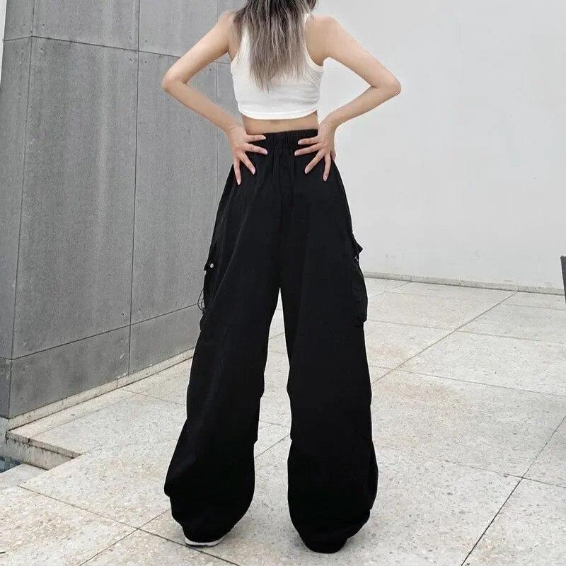 Winter Solid Casual Baggy Cargo Pants Women Harajuku Oversize Y2k Wide Pants Female Korean Fashion Sports Retro Trousers 2026