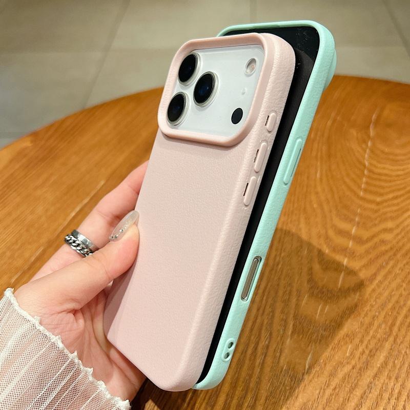 Leather Texture Soft TPU Shockproof Phone Case For iPhone 17 Air 16 15 Pro Max 12 13 14 15 Pro 11 Solid Color Silicone Cover Fundas