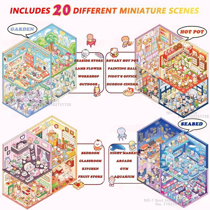 20Pcs 20in1 3D Landscape Sticker Collection Book Album Cartoon Scene DIY Toy Game Festival Birthday Gift for Kid Girl Child