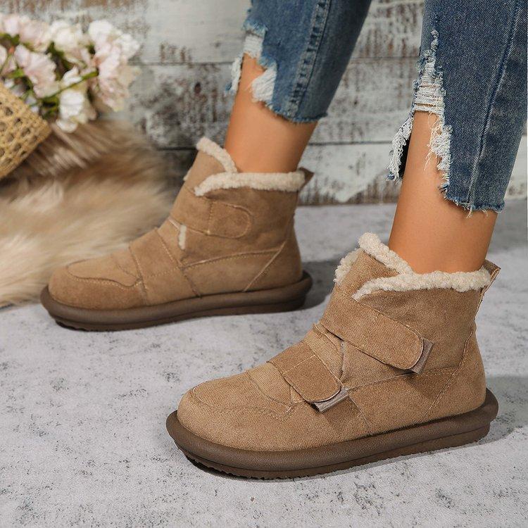 

Зимние меховые зимние ботинки женские туфли на плоской подошве по щиколотку модные новые теплые туфли для ходьбы плюс хлопок нескользящие классические женские туфли 35