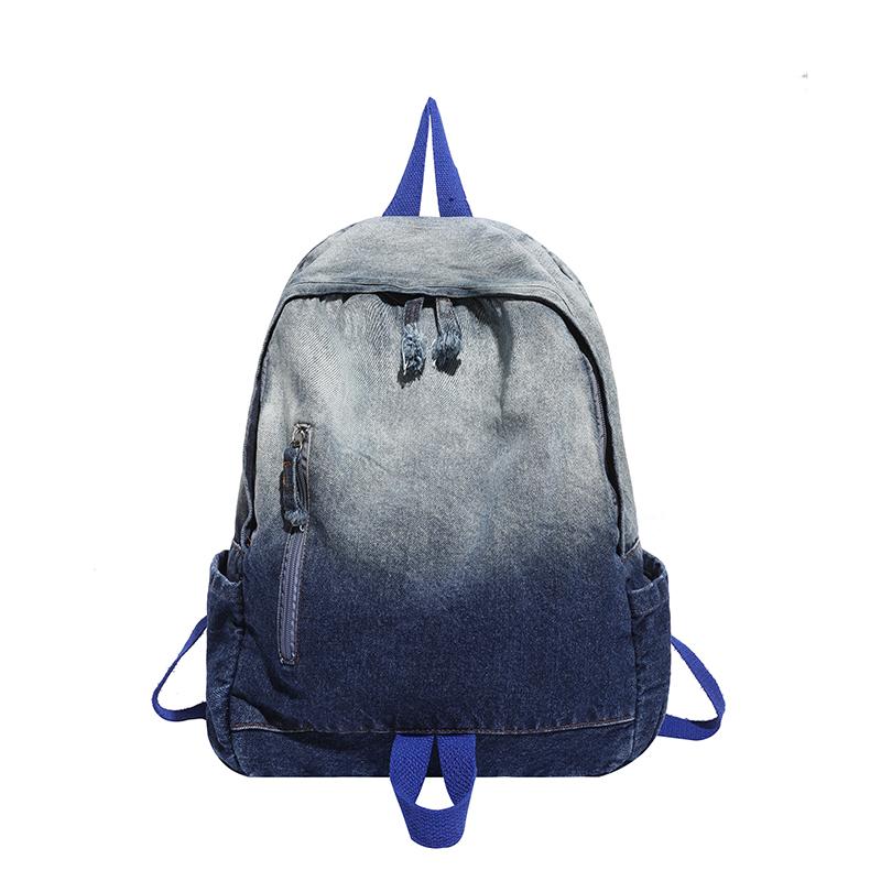 Gradient Denim Backpack Large Capacity Women's Retro Backpack
