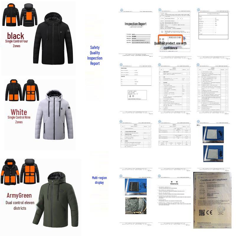 Heated Cotton Coat: Smart Electric Hooded Winter Jacket for Men