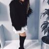 Women's Faux Fur Jacket Warm Plush Round Neck Coat Autumn Winter Long Sleeve Solid Color Furry Coat for Casual Street Wear Shopping