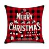 Red and Black Plaid Christmas Pillow Case Linen Print Home Lumbar Support Office Cushion