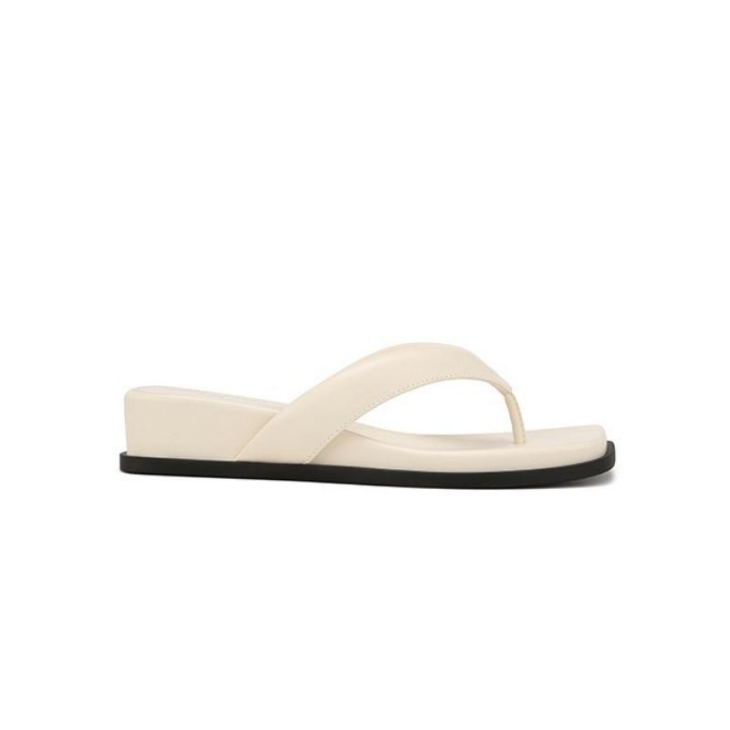 Super JI Model~ Square Toe Slope Heel Beach Flip-flops Women's Sandals Outside