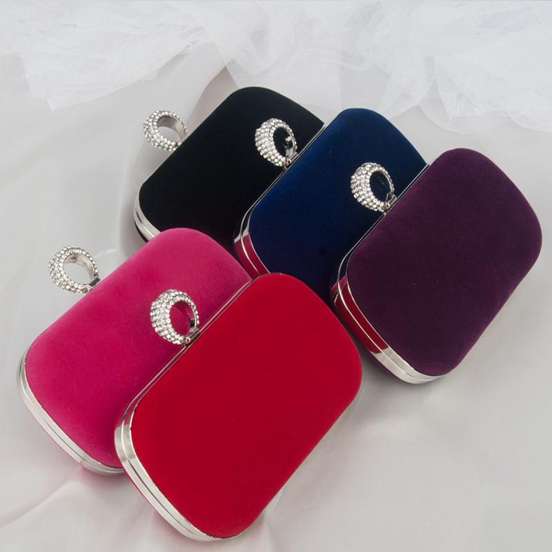 Rose Red Small Clutch Purse for Women Velvet High Quality Ladies Shoulder Evening Party Purse and Handbag Luxury Cross Body Bag