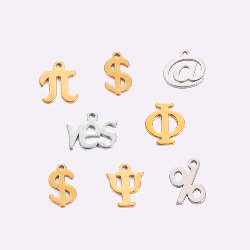 Teamer Stainless Steel Charms DIY Jewelry Making Question Mark At Dollar Sign Mini Charms Bracelet Necklace Handmade Accessories