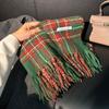 Scarf Women's Winter High-end Sense New Thickened Warm Scarf Retro Literary Plaid Fringed Shawl