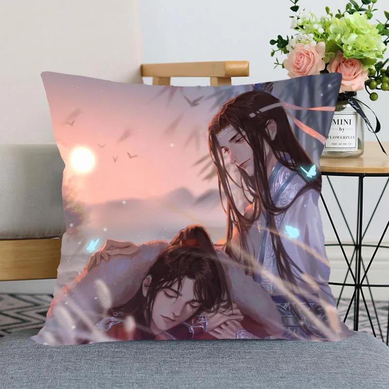 New Arrival Mo Dao Zu Shi Pillow Cover Bedroom Home Office Decorative Pillowcase Square Zipper Pillow Cases Satin Soft No Fade