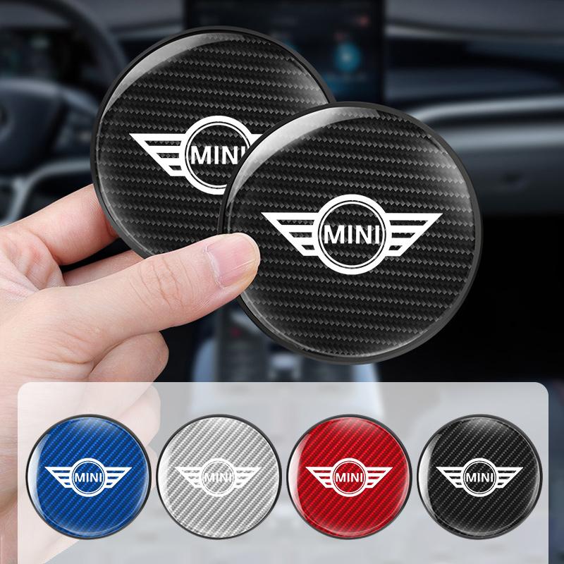 Carbon Fiber Non-slip Water Cup Mat Car Silent Coaster For BMW Mini Cooper Countryman Clubman R55 R56 R60 F54 F55 F56 Sticker RE4