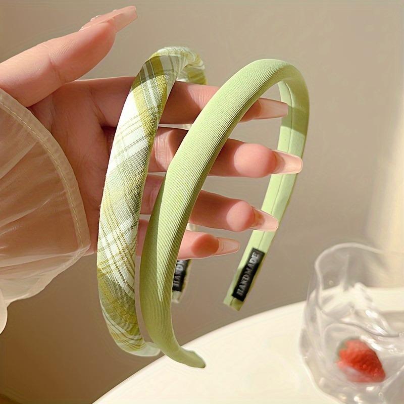 2pcs Playful and Cute Solid Color Fabric Sponge Fine Headband Sweet and Girlish Heart Versatile Headband Suitable Gift Giving