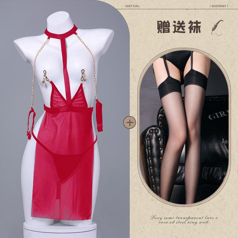 Sexy ODM Bodysuits Underwear Mesh Perspective Uniform Temptation Milk Leakage Passion Non-Release Sm Gown Pajamas Female Qqny