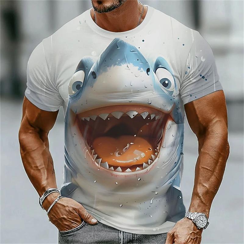 Animation Style T-Shirts Summer Fashion Short Sleeve Funny 3D Animals Printed Men Casual Loose Comfortable Breathable Soft T-shirt