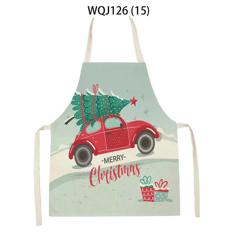 Home Merry Christmas Series Kitchen Aprons Santa Claus Elk Tree Gift Printed Antifouling Apron Baking Accessories Cooking Aprons 47x38cm