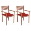 Day and Night - Day and Night Garden Chairs 2 Pcs Solid Teak Wood with Red Cushions