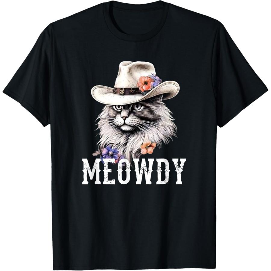 

Meowdy Cat Cowboy Hat Funny Vintage Graphic T-Shirt(1) XXXXXL чорний