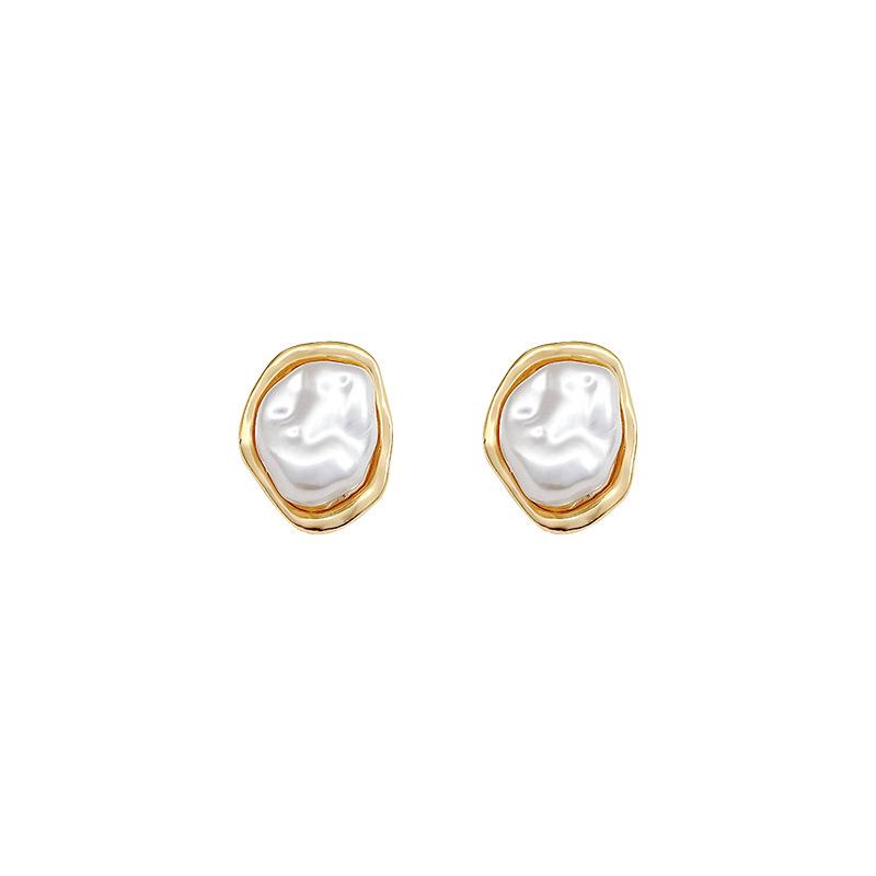 Irregular Geometry Baroque Imitation Pearl Stud Earrings For Women Korean Sweet Brincos Girls Wedding Jewelry Boucle D'oreille