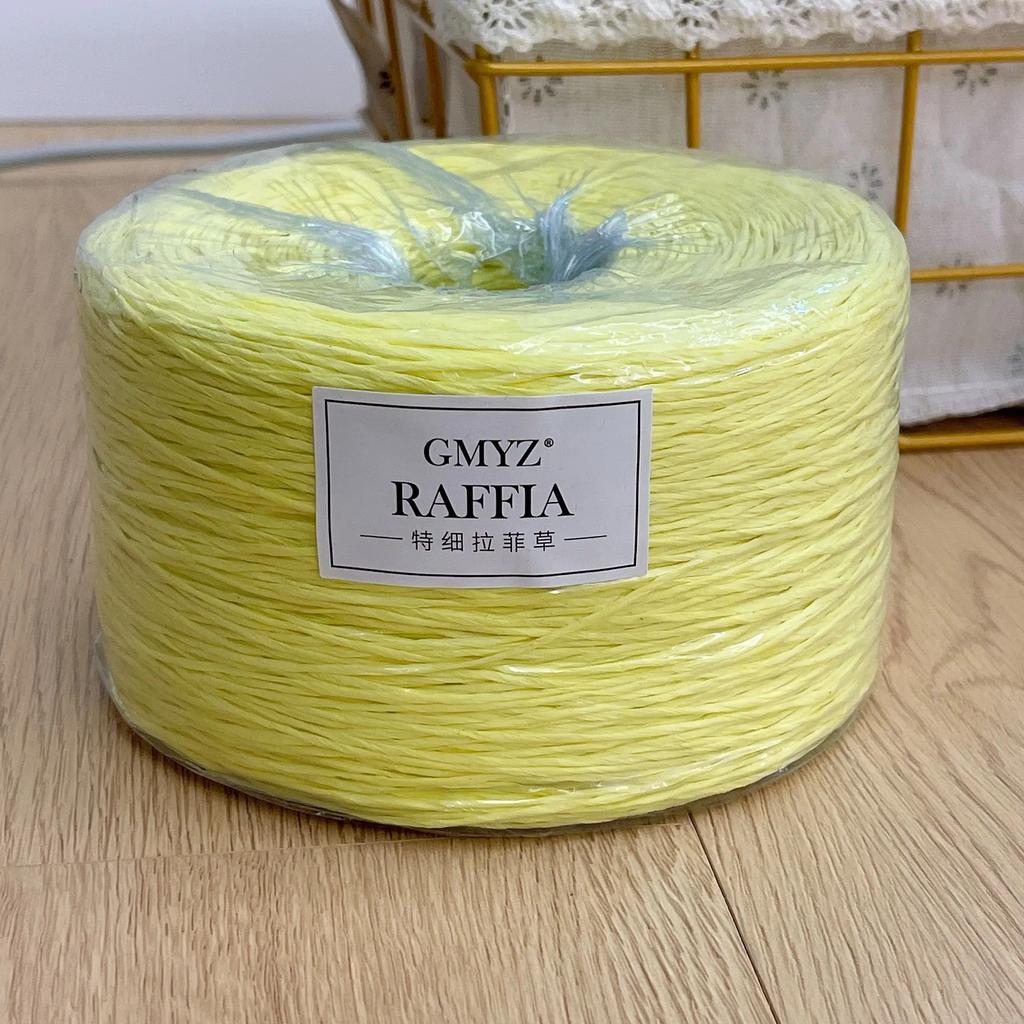 250g Fine Flat Raffia Yarn Wearable Soft Cotton Straw Thread for Hand Knitting Hats Handbags Summer Beach Craft Diy
