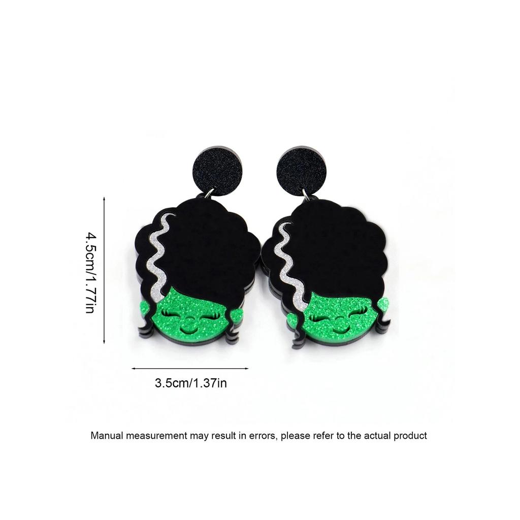 Creative Adorable Green Halloween Monster Earrings Fun Cartoon Design Stylish Accessory for Women Girls Daily Party Gift