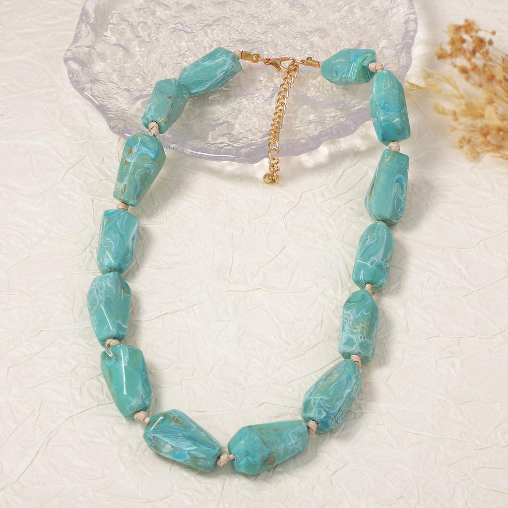 European American Light Luxury Simple Colorful Beaded Necklace High Grade Multi Layer Stackable Retro Literary Jewelry For Women