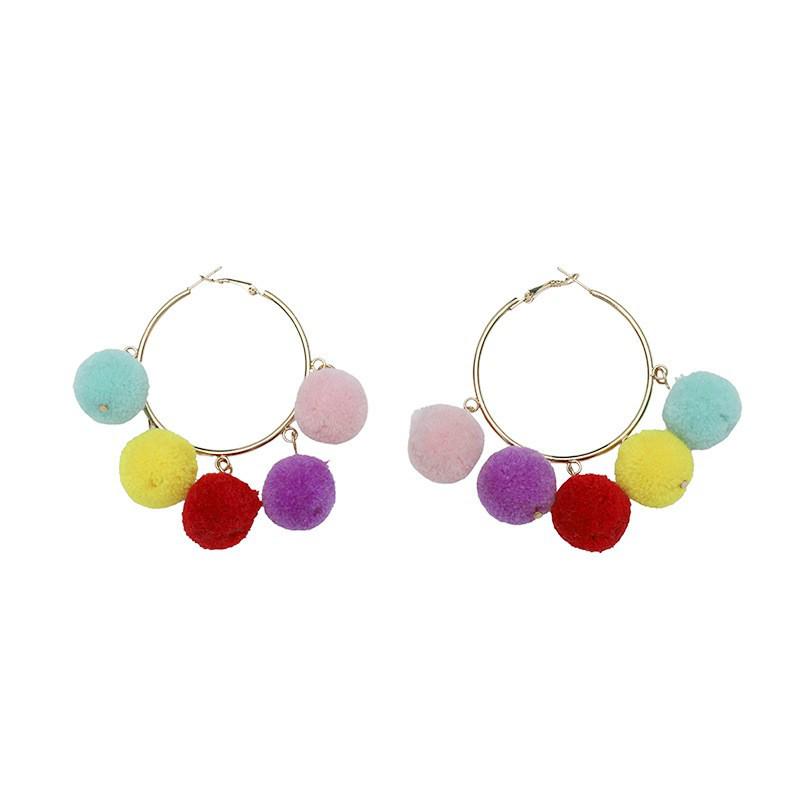 Trending Korean Fur Ball Hoop Earrings with Unique Design