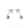 Rear Hanging Sparkling Zirconium Bow Pearl Earrings Femininity Fringed Stud Earrings Earrings