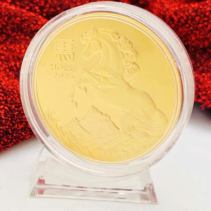 2026 Australian zodiac horse, silver plated color printed commemorative medal, creative ornament, bracket, zodiac year coin, gift coin