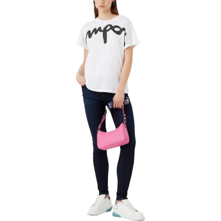 Emporio Armani SS23 Letter Logo Print Cotton Short Sleeve T-Shirt Women tops White 3R2T7V-2JQ4Z-0100