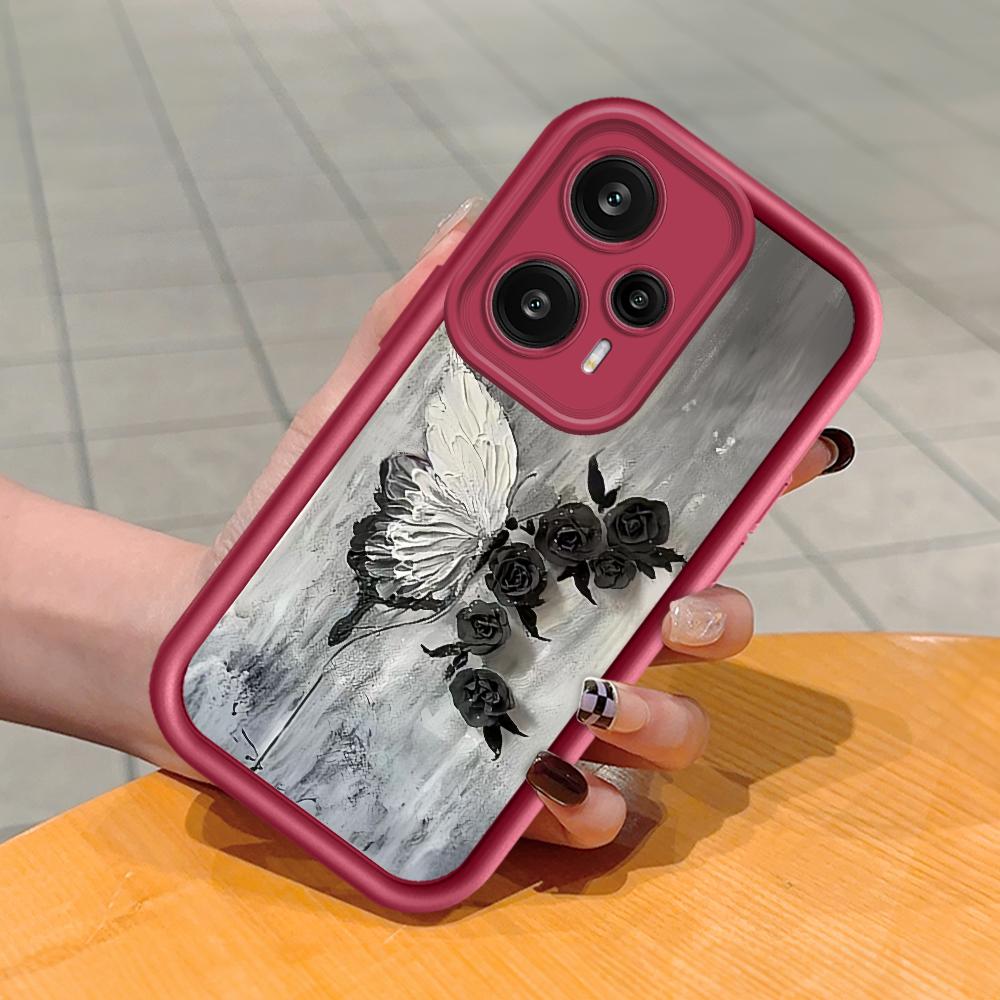 Soft Silicone Square Ladder Printing Pattern Phone Casing Full Cover Camera Shockproof Protection Rubber Case for Xiaomi Redmi