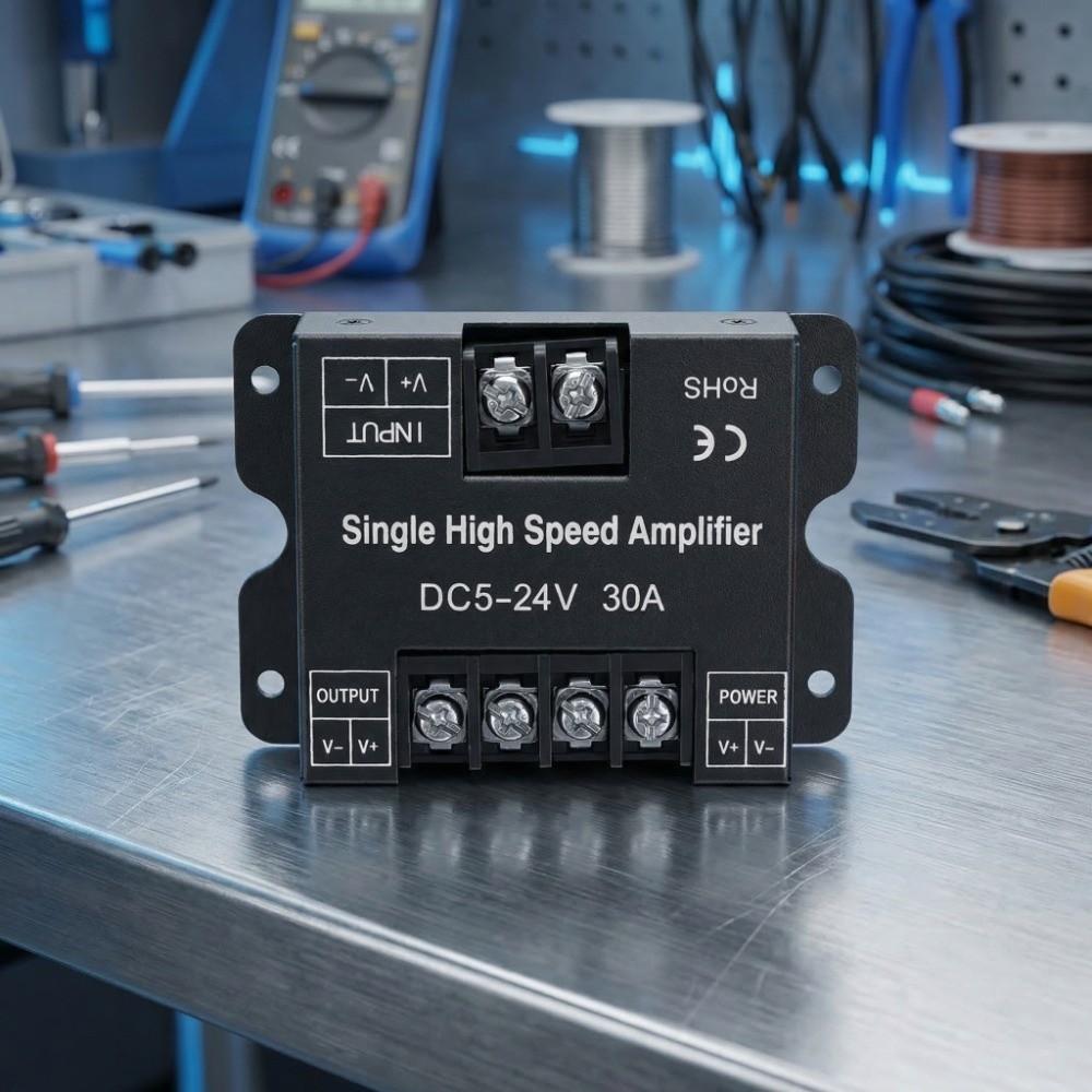 Easy Install DC5-24V LED Controller RGB 30A LED Amplifier Single Color High Power Signal Repeater Lamp Drive