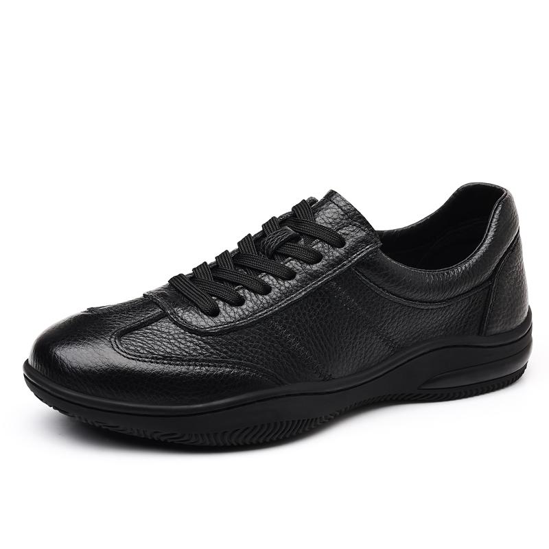 2026 Genuine Leather Men's Casual Shoes Men's Sneakers Soft Upper Breathable Lace Up Round Toe Comfortable Walking Footwear