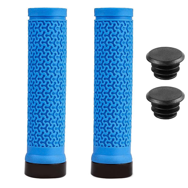 Bicycle Handlebar Grip MTB Bicycle Ultra Soft Single-sided Lock Handle Cover MTB Texture Anti Slip Bicycle Accessories синий