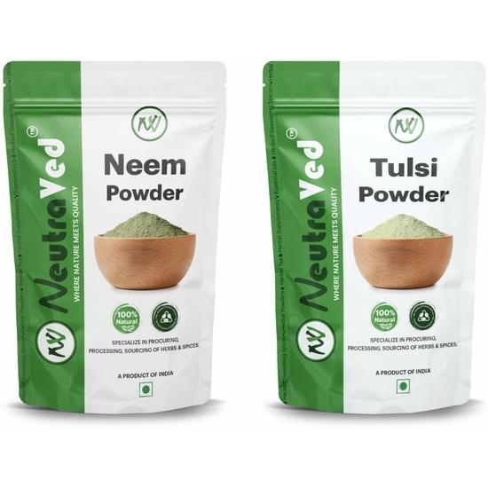

NeutraVed Neem + Tulsi Powder For Face Care |Combo Neem and Tulsi Powder Face Pack And Hair Care (100g Each - 200g)