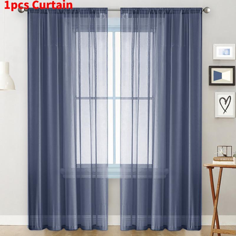 Modern Minimalist Polyester Semiopacity Window Curtain For Living Room And Balcony