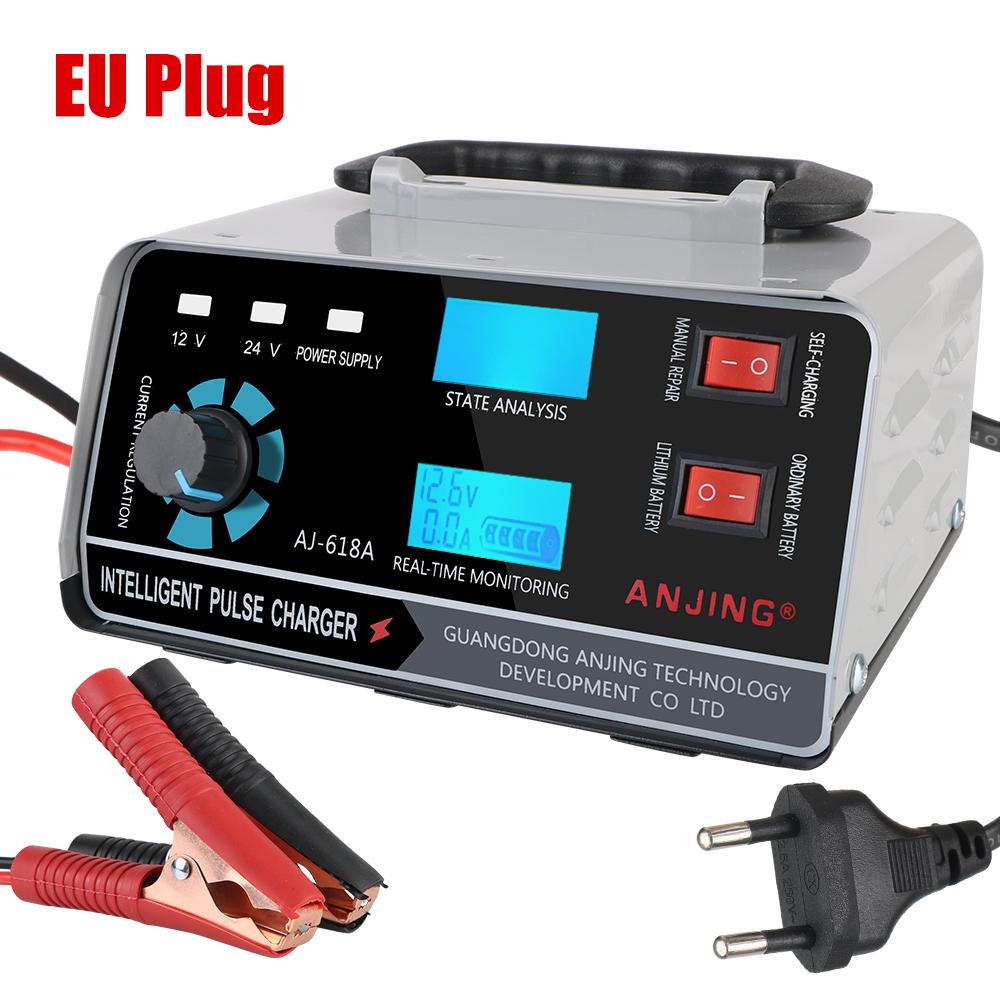For Car Truck Boat Motorcycle Automatic Battery-chargers Digital LCD Display 400W Five-Stage Power Puls Repair Chargers 12V/24V