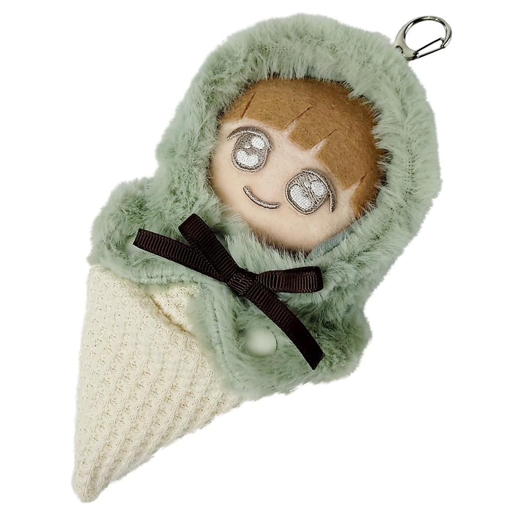 Crossmarberry Oshikatsu Keychain Charm, 10cm, Plush Clothes, Poncho, Oshi, Green, Ice Cream, Kigurumi, Cute, Fluffy, Dress-Up, Plush Toy, R83, Green