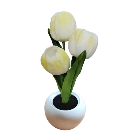 Night Light USB Rechargeable Wireless Tulip LED Lamp Touch Control Dimmable Cute Desk Lamp for Bedroom Living Room Travel Gift for Women Mom