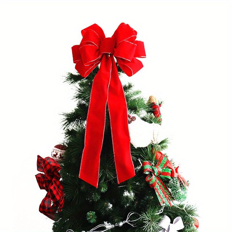 1pc, Red Christmas Bow Outdoor Decoration, Santa Hat Bow, Velvet Garland Bow for Front Door Decor, Room Decoration Party Decoration Christmas Ornament