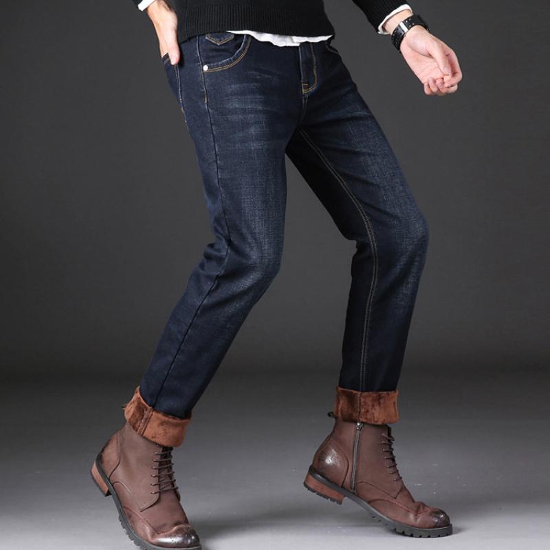 Herbst- und Wintermodelle gepolsterte und verdickte Jeans für Herren Bullet Force Straight Denim warme Hose