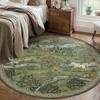 Cottagecore Aesthetic Home Decor Bird Pomegranate Round Rug Vintage Botanical Floral Soft Non-Slip Carpet for Living Room