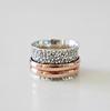 Hammered Silver Solid 925 Sterling Silver Designer Spinner Ring, Meditation Ring