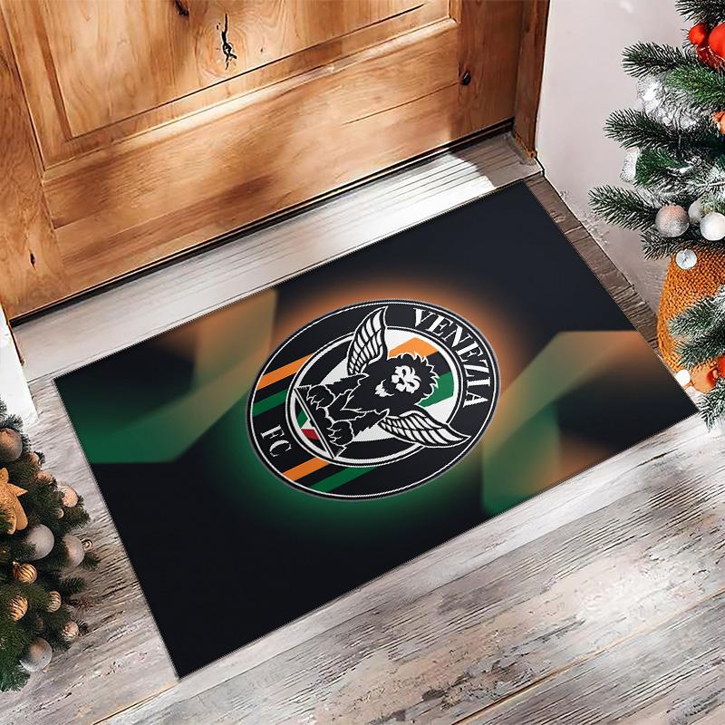 Venezia FC Football Print Crystal Velvet Rug, Comfortable Water Absorbent Non Slip Indoor Floor Carpet