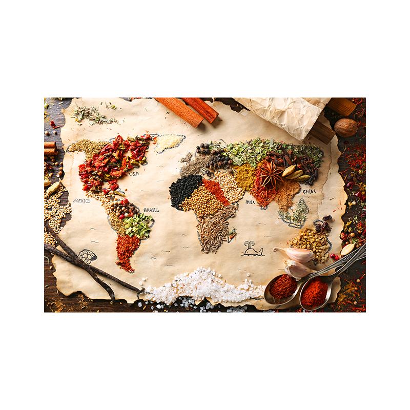 Spices Map Canvas Painting Grains Spoon Peppers Wall Art Kitchen Poster Print Decorative Picture For Dining Room Home Decor Unframed