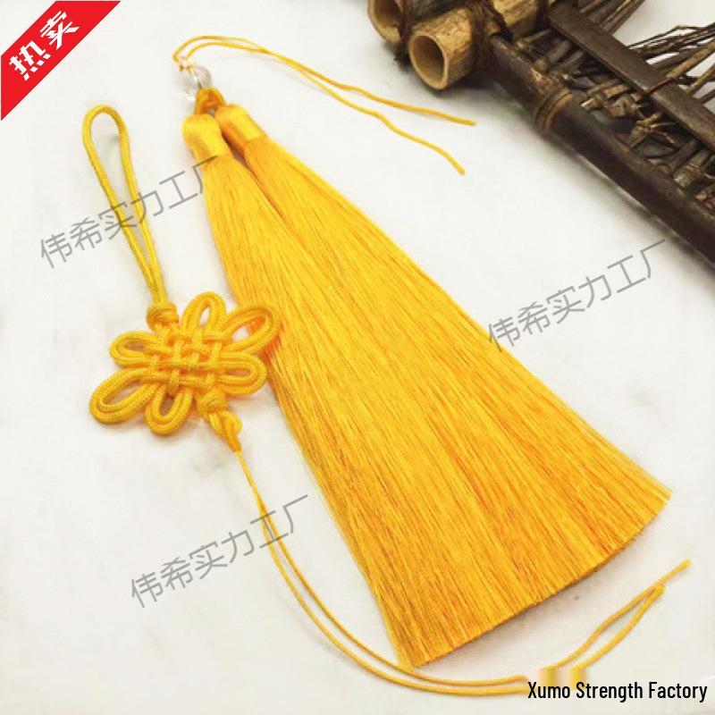Handmade Chinese Knot Car Pendant with Double Rayon Tassels - Year of the Horse Design