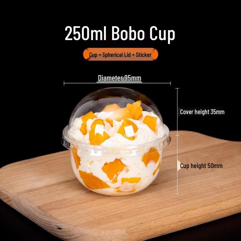 Miaojiayi 250ml Plastic U-Cup for Boba & Sundaes